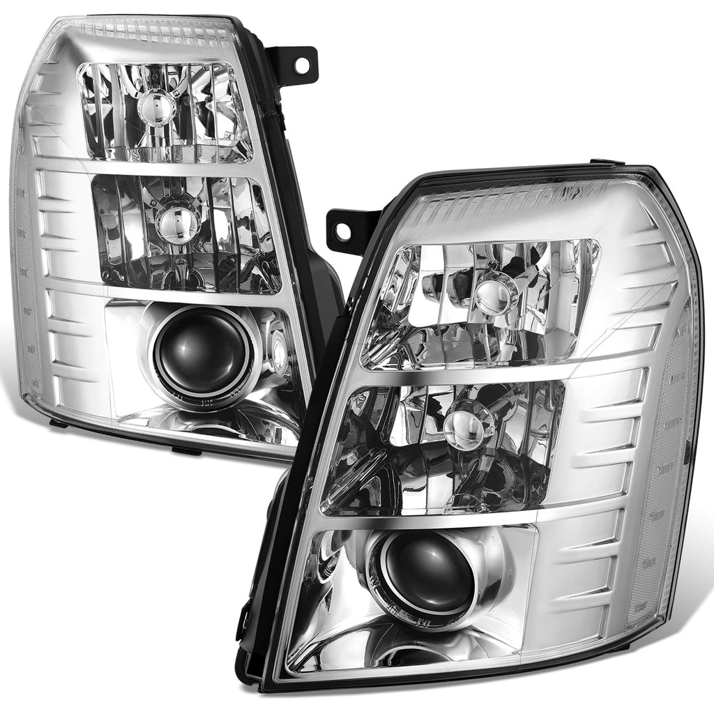 LED DRL Chrome Clear Projector Headlight for Cadillac Escalade ESV EXT (2007–2014)