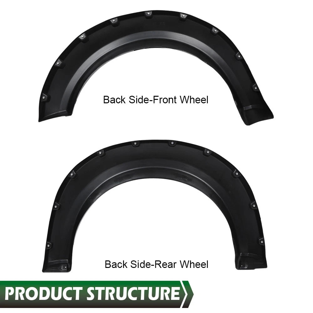 Offroad Pocket Rivet Style Black Wheel Fender Flares for Ford F150 (2009–2014)