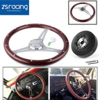 15in Wood Steering Wheel + 161H Short Hub Adapter for Ford F150/F250/Ranger (1992–1997)