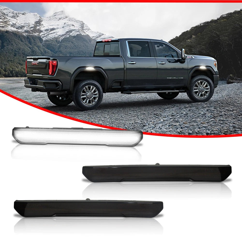 2X Smoke White LED Front/Rear Side Marker Lights for GMC Sierra 2500 3500 (2020–2024)