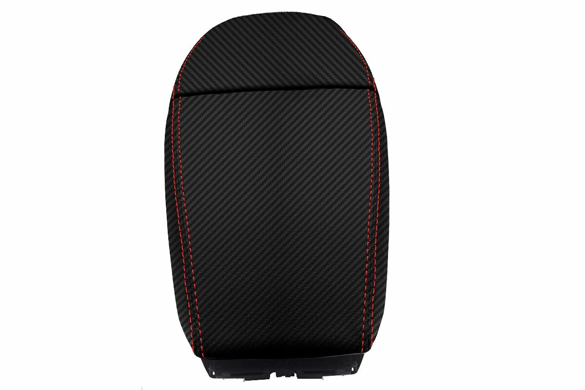 Console Lid Armrest Cover for BMW E63 E64 (2003–2010) Carbon Fiber Red Stitch