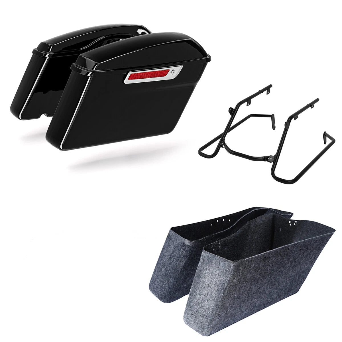 Black Hard Saddlebags & Conversion Bracket for Harley Breakout Fat Boy (2018–2025)
