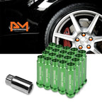 20Pc M12X1.5 Green JDM Open End Conical Wheel Lug Nuts + Extension 25mm