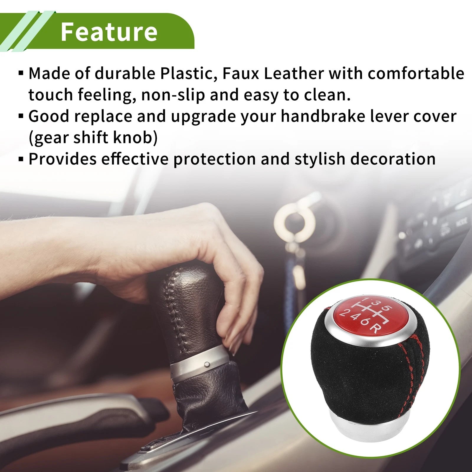 6 Speed Manual Gear Shift Knob for Subaru Impreza WRX (2009–2018) Faux Leather Black