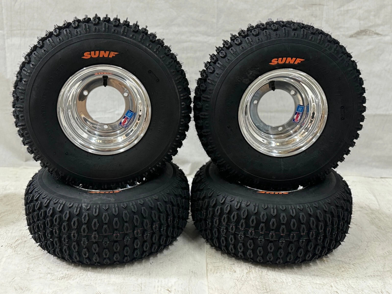 Set of 2 DWT Polished 8" Wheels Rims for Suzuki LT80 (19" Sunf A012)