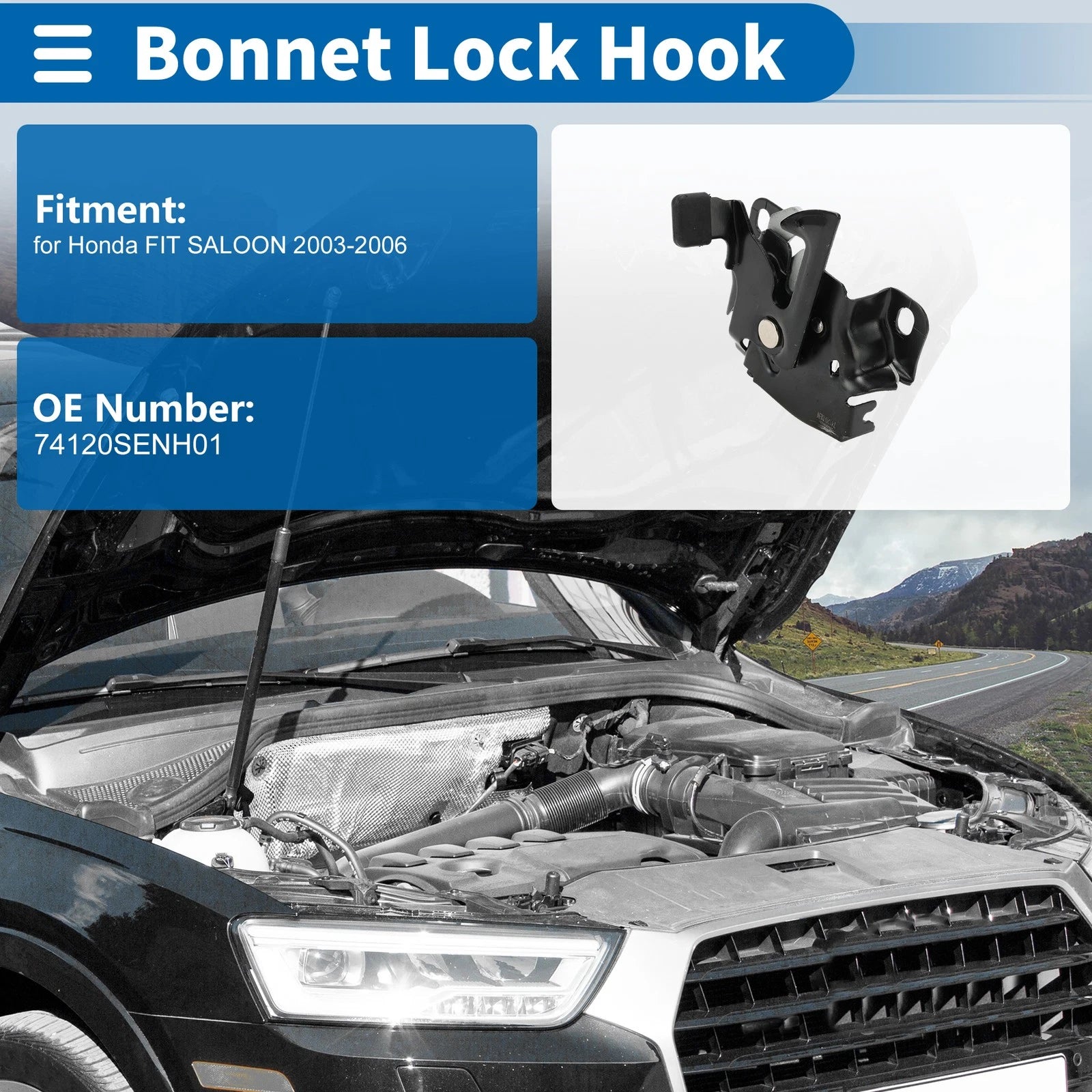 Hood Latch Assembly for Honda Fit Saloon (2003–2006) No. 74120SENH01