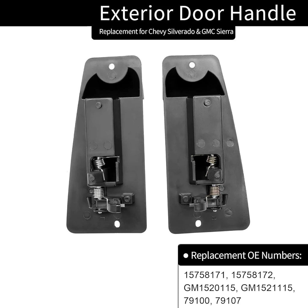 Set of 2 Metal Exterior Door Handles for Chevy Silverado GMC Sierra (1999–2007)