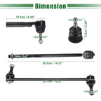 10 x Front Suspension Kit Inner Outer Tie Rod Ends for Dodge Grand Caravan (2008-2020)