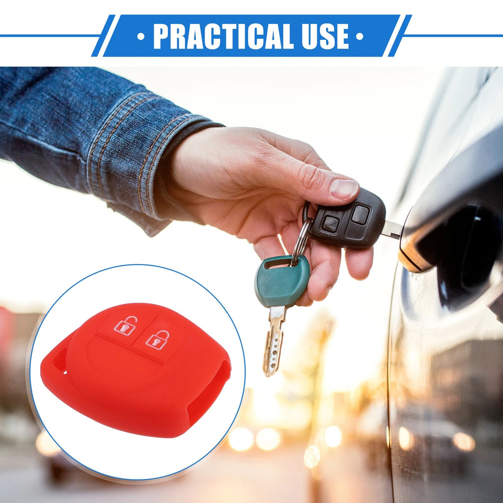 2X Key Fob Case Cover for Suzuki (2 Button) - Silicone Red