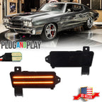 2X Smoke Amber LED Front Side Marker Lights for Chevy Chevelle El Camino (1970)
