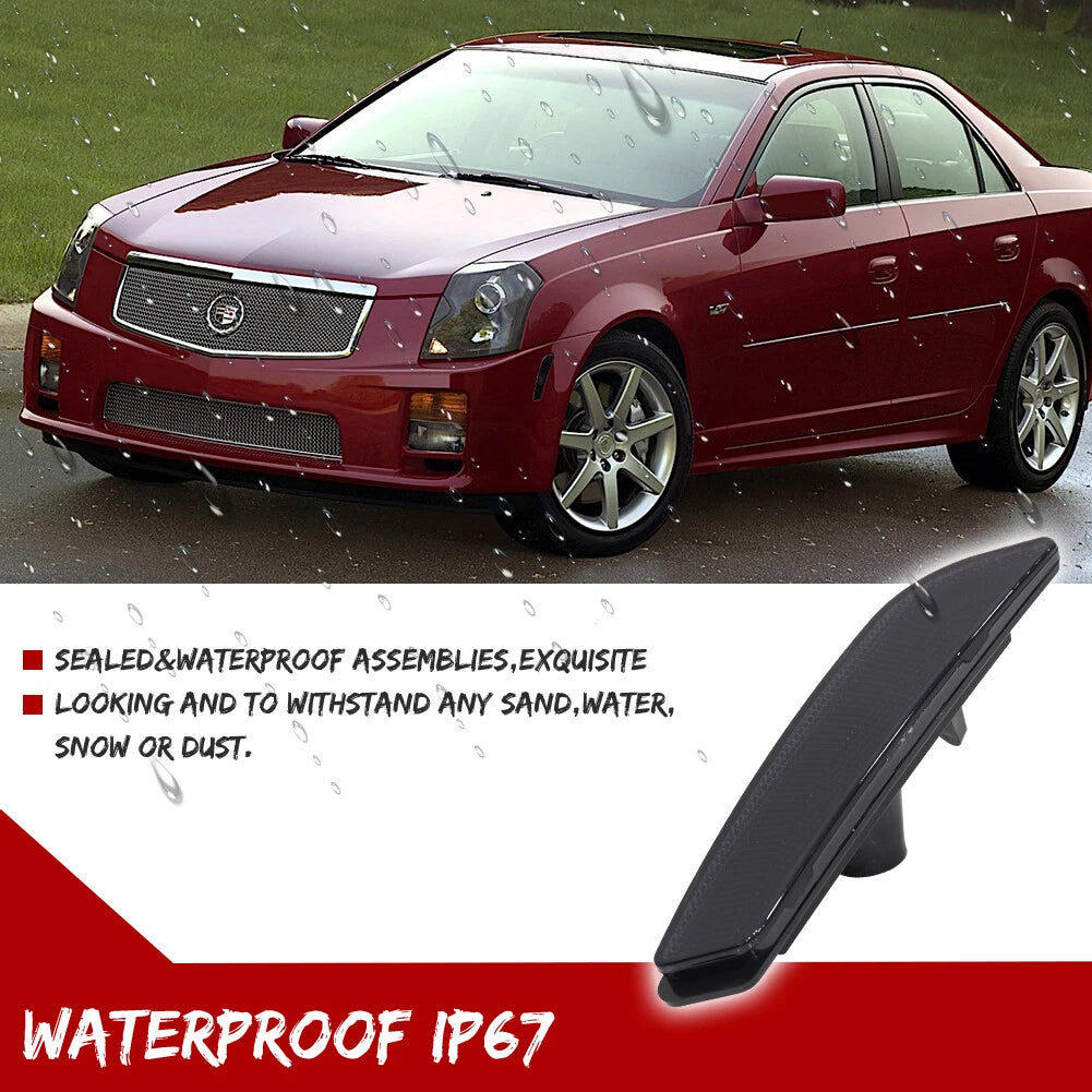 2X Smoked Lens Front Bumper Side Marker Lights for Cadillac CTS (2003–2007)