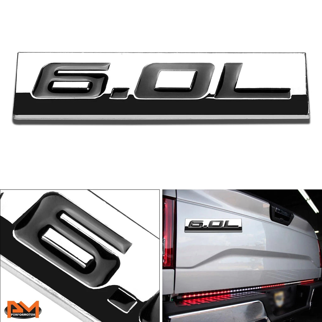 3D Polished Metal "6.0L" Decal Emblem for GMC/Chevrolet