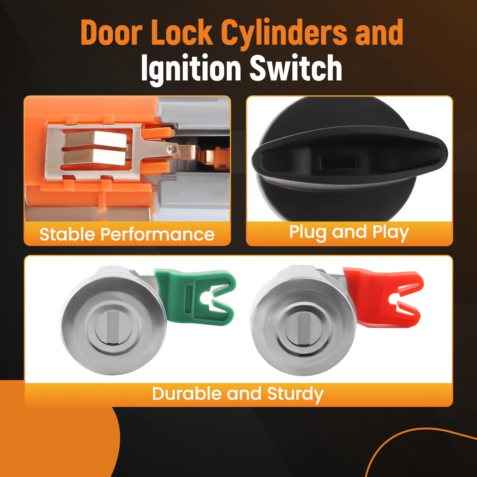 Ignition Lock Cylinder Door Lock Set & 2 Keys for Ford Econoline E150 (1992–2014) 703369