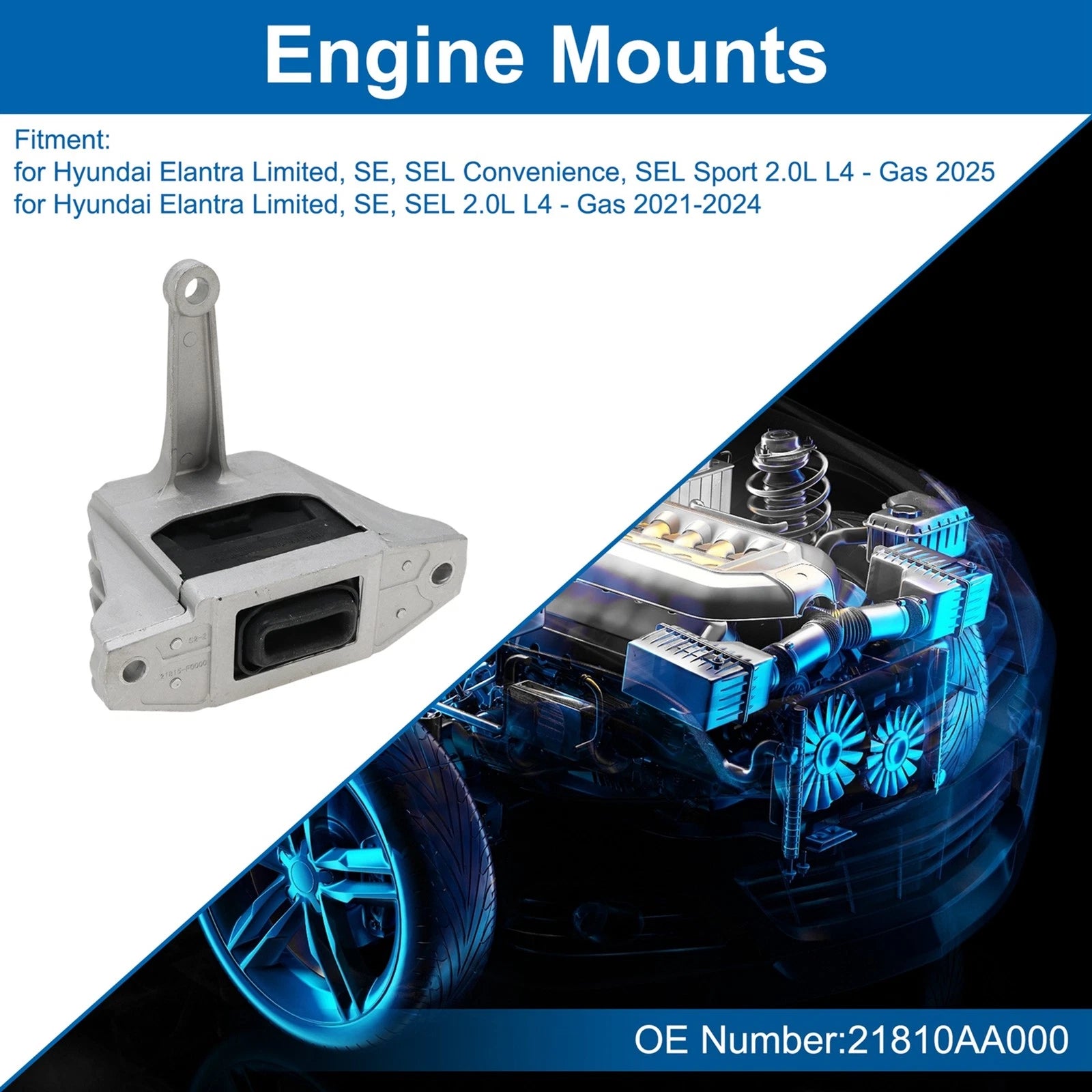 Hydraulic Right Engine Mount No. 21810AA000 for Hyundai Elantra 2.0L (2021–2025)