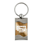 Grille on Gold Rectangular Wave Keychain - Officially Licensed for Jeep