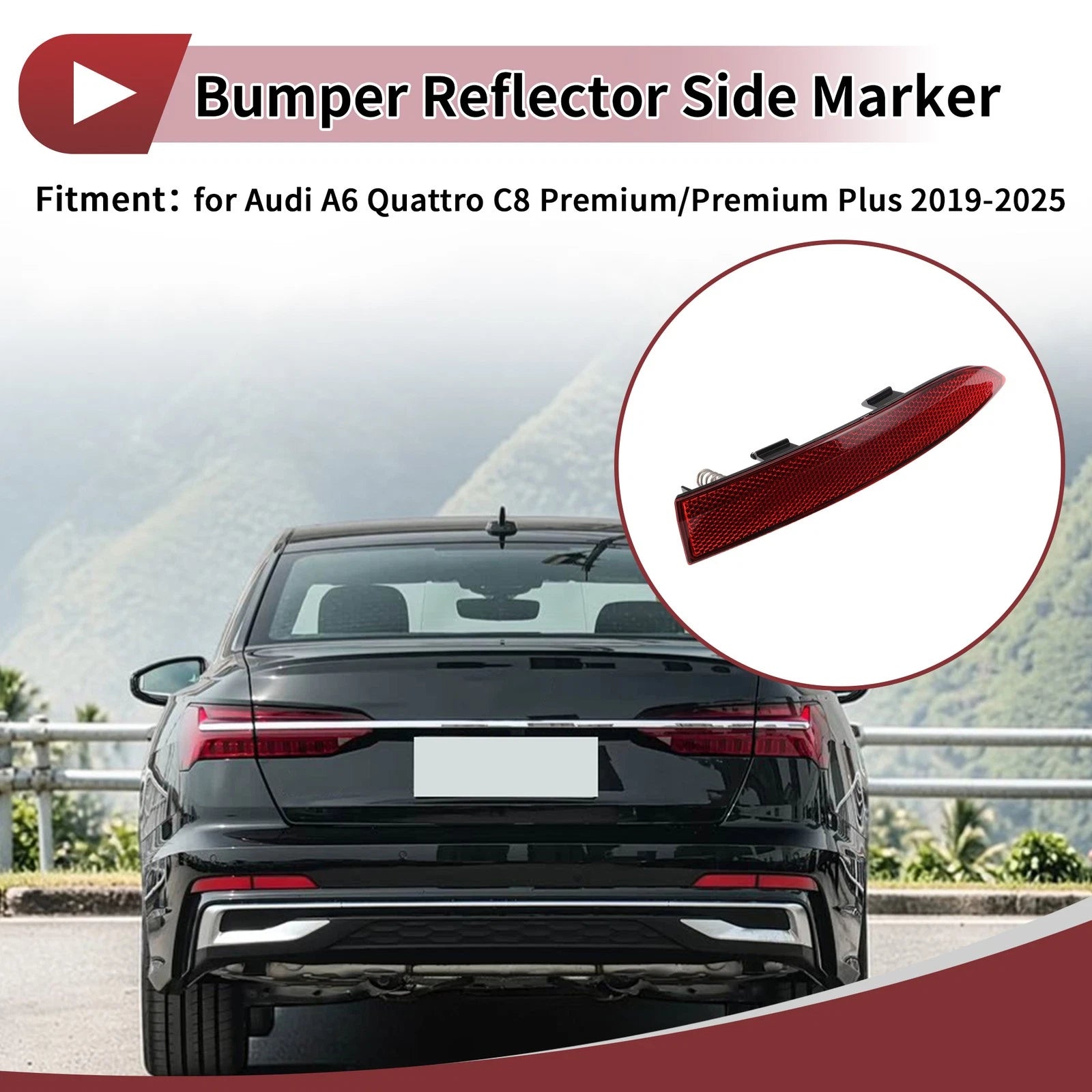 Rear Right Outer Side Bumper Reflector No. 4K0945106 for Audi A6 Quattro (2019–2023)