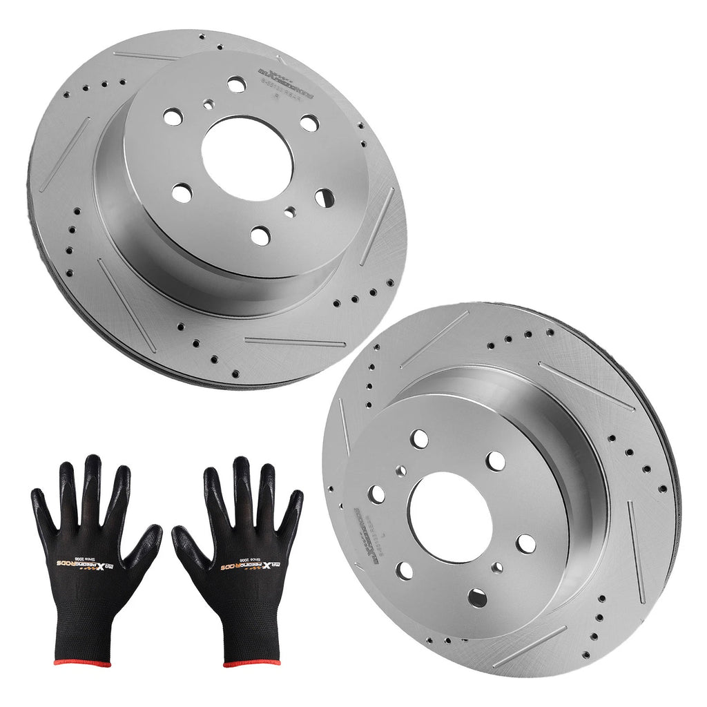 Rear Drilled & Slotted Brake Rotors Kit for Chevrolet Avalanche (2007–2013) S-55133
