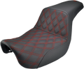 SADDLEMEN Step-Up Seat for Harley Dyna (All Years) - Black, Red Stitching