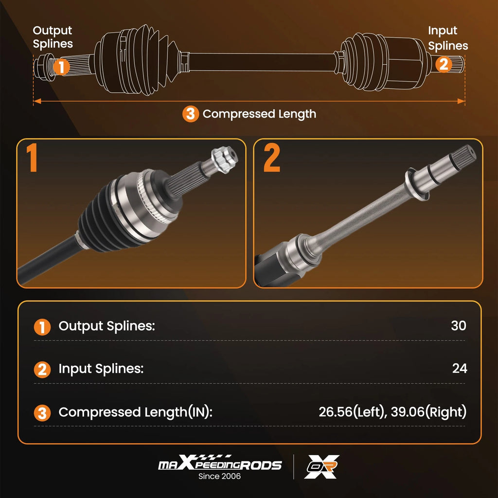 Set of 2 CV Axles for Lexus RX350 Toyota Highlander Venza (2010–2015)