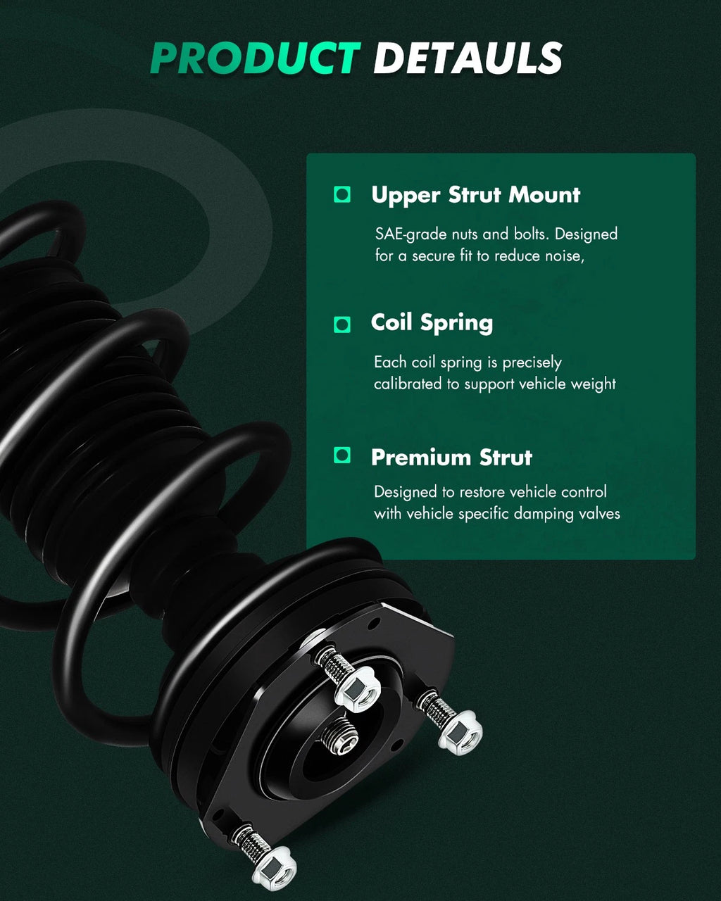 Front Pair Shocks & Struts with Coil Springs for Ford Fiesta (2011–2013)