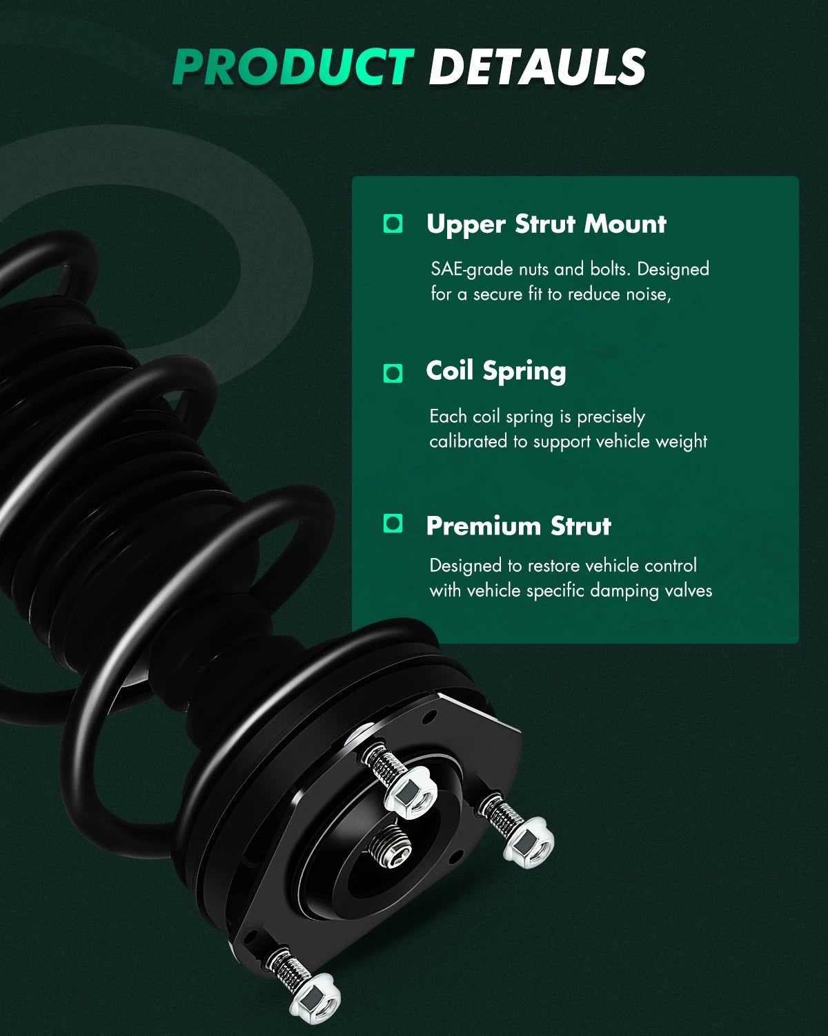 Front Pair Shocks & Struts with Coil Springs for Ford Fiesta (2011–2013)