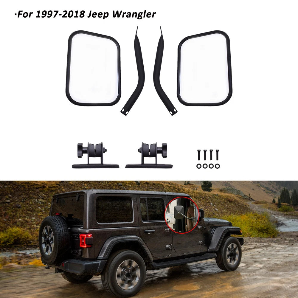 2 Pack Quick Release Doorless Mirrors for Jeep Wrangler (1997–2018)