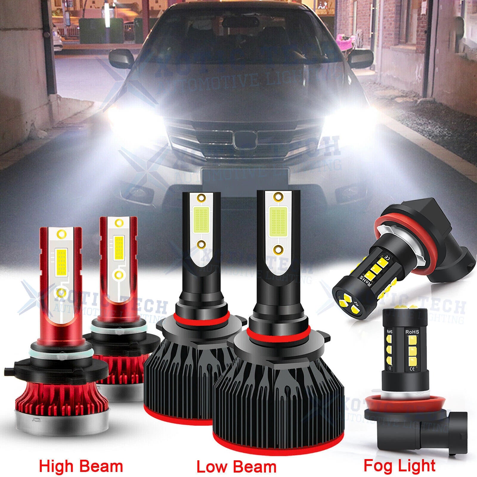 LED Headlight High Low Fog Light Bulbs for Honda Accord (2006–2012)