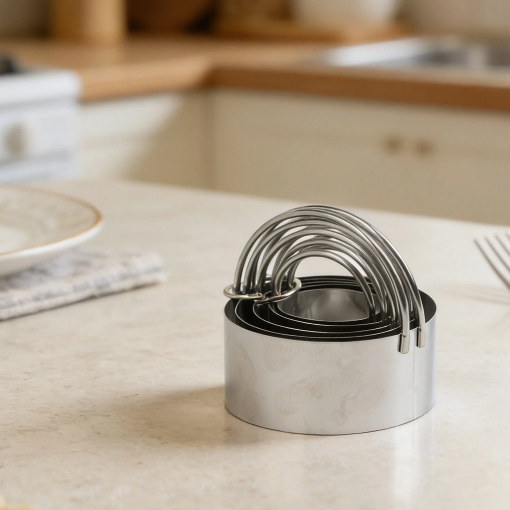 Set of 5 Stainless Steel Cake Rings with Handle for Baking
