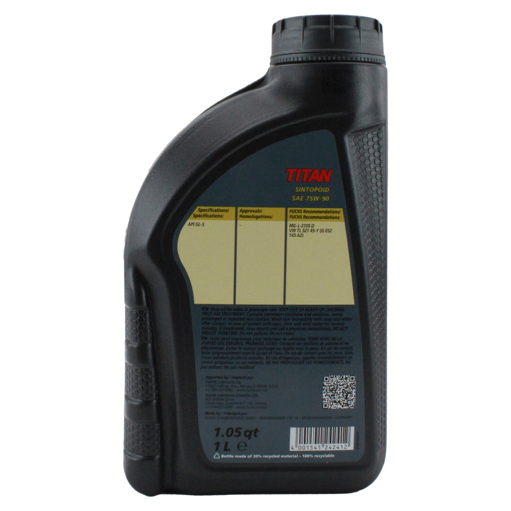 Fuchs Titan Sintopoid SAE 75W-90 Differential Gear Oil for Audi BMW MB (1L)