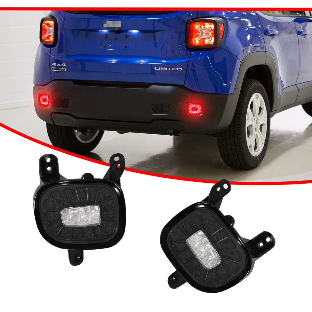 3D LED Smoke Rear Bumper Reflector for Jeep Renegade (2015–2022)