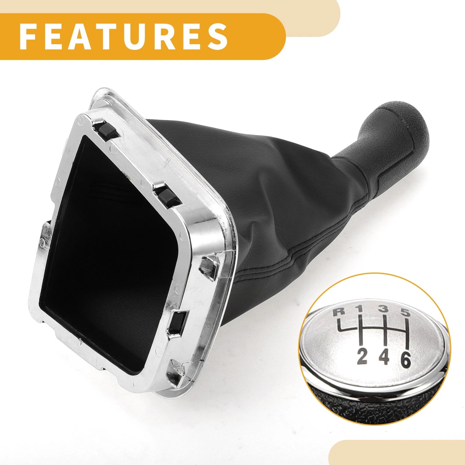 6 Speed Gear Shift Knob with Cover for Volkswagen Polo (2014–2017) Faux Leather
