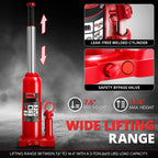 3 Ton Red 14.5" Manual Hydraulic Bottle Jack for Automotive Repair