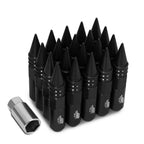 Set of 20 J2 7075 Forged Aluminum M12x1.5 Spiky Cap Lug Nuts w/Adapter Black