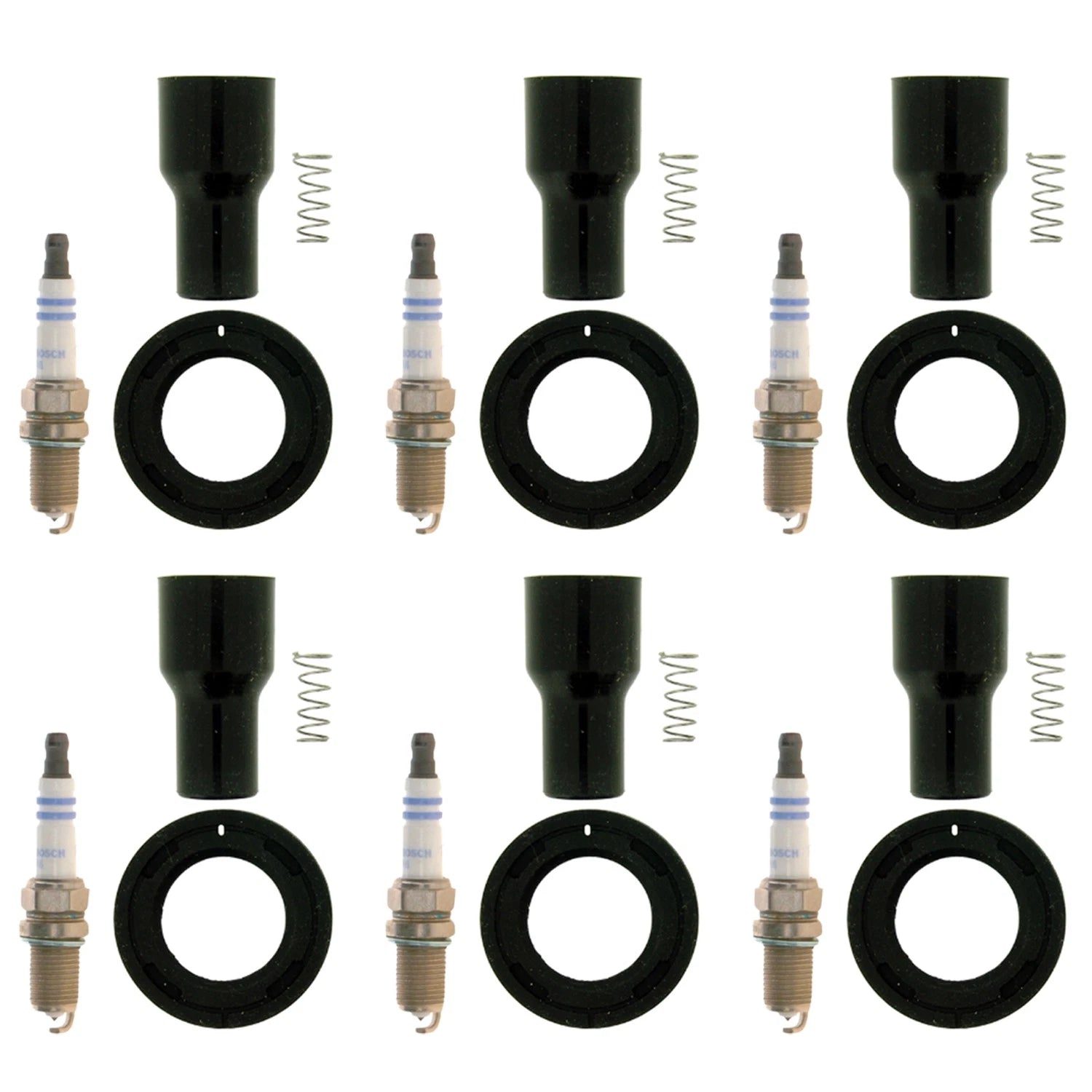 Set of 6 Bosch Platinum Spark Plugs & NGK Coil Boots for Avalon ES330 Sienna (2000–2006)