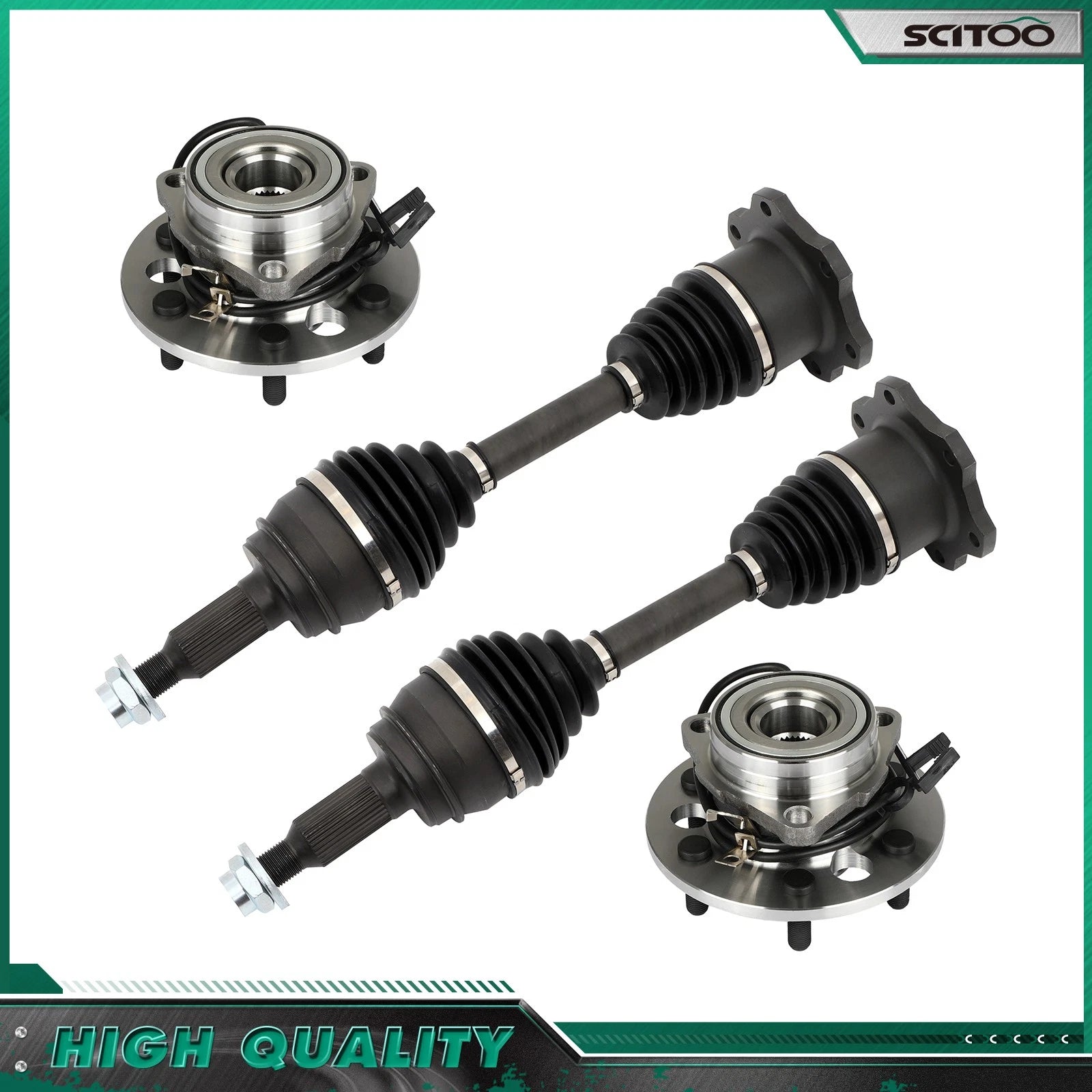 Front CV Axle Shaft + Wheel Hub Bearing for Chevy Tahoe Yukon K2500 Escalade (1995–2006)