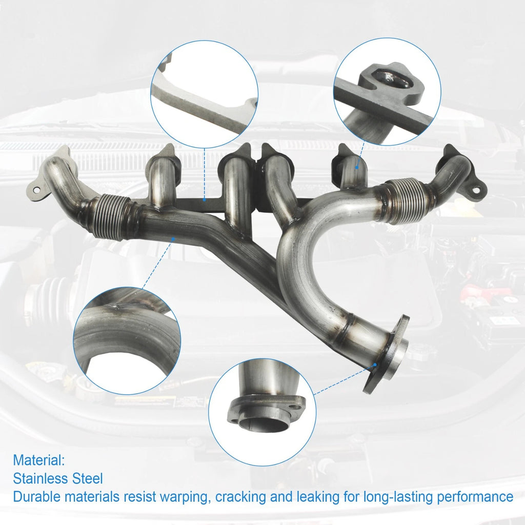 Stainless Steel Exhaust Manifold with Gasket Kit for Jeep Grand Cherokee Wrangler (1993–2006)