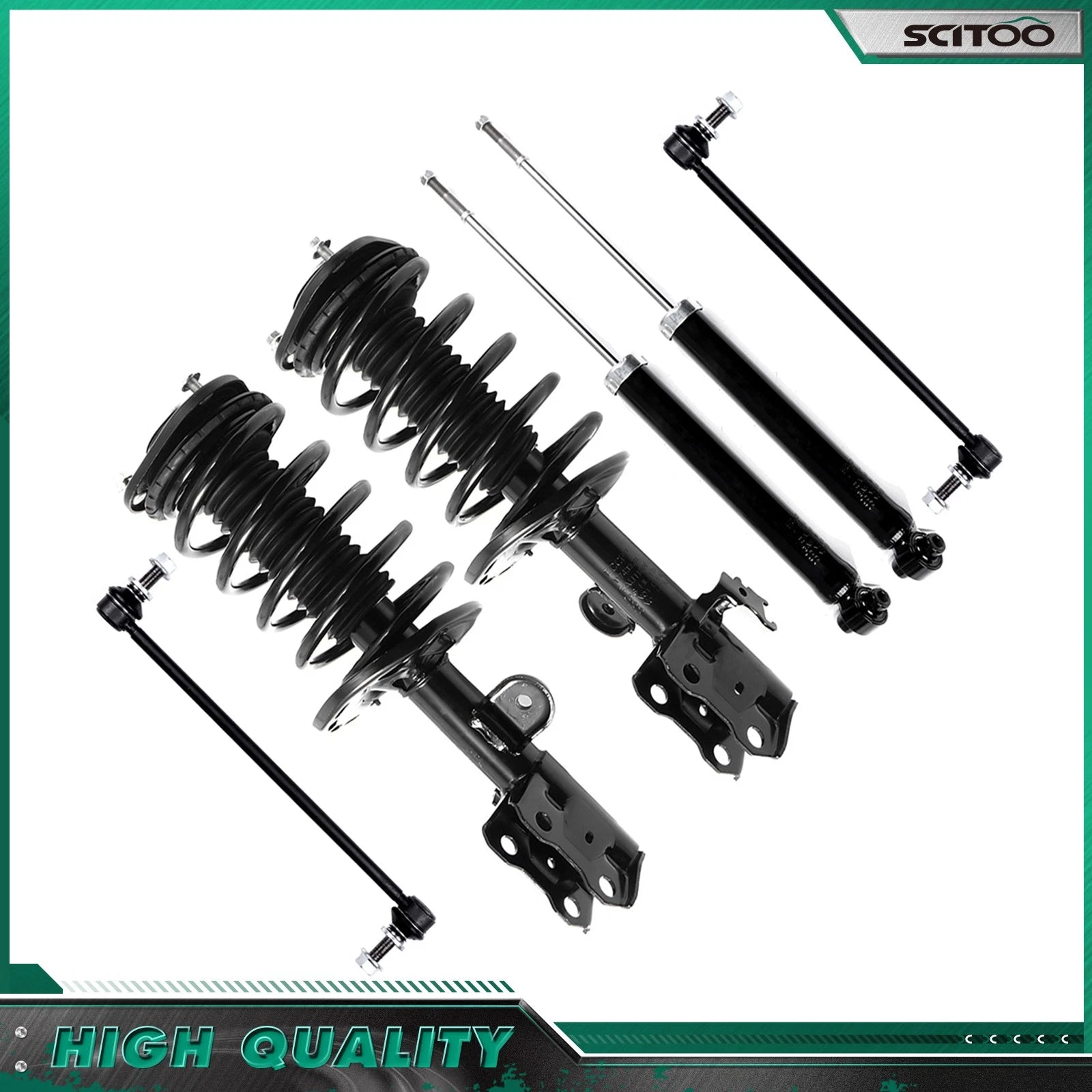 Front Complete Struts w/Spring & Sway Bars, Rear Shocks for Toyota Prius (2010–2015)