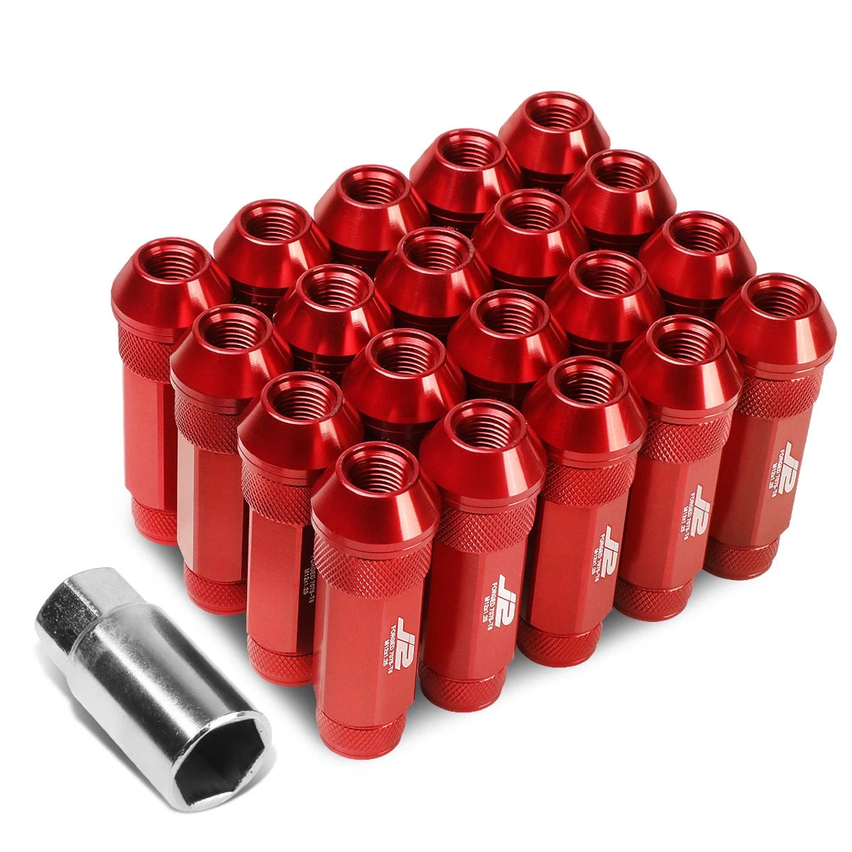 Set of 20 J2 7075 Forged Aluminum M12x1.25 Open-End Lug Nuts for Universal