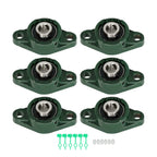 Set of 6 Solid Base Pillow Block Flange Bearings 5/8" Bore