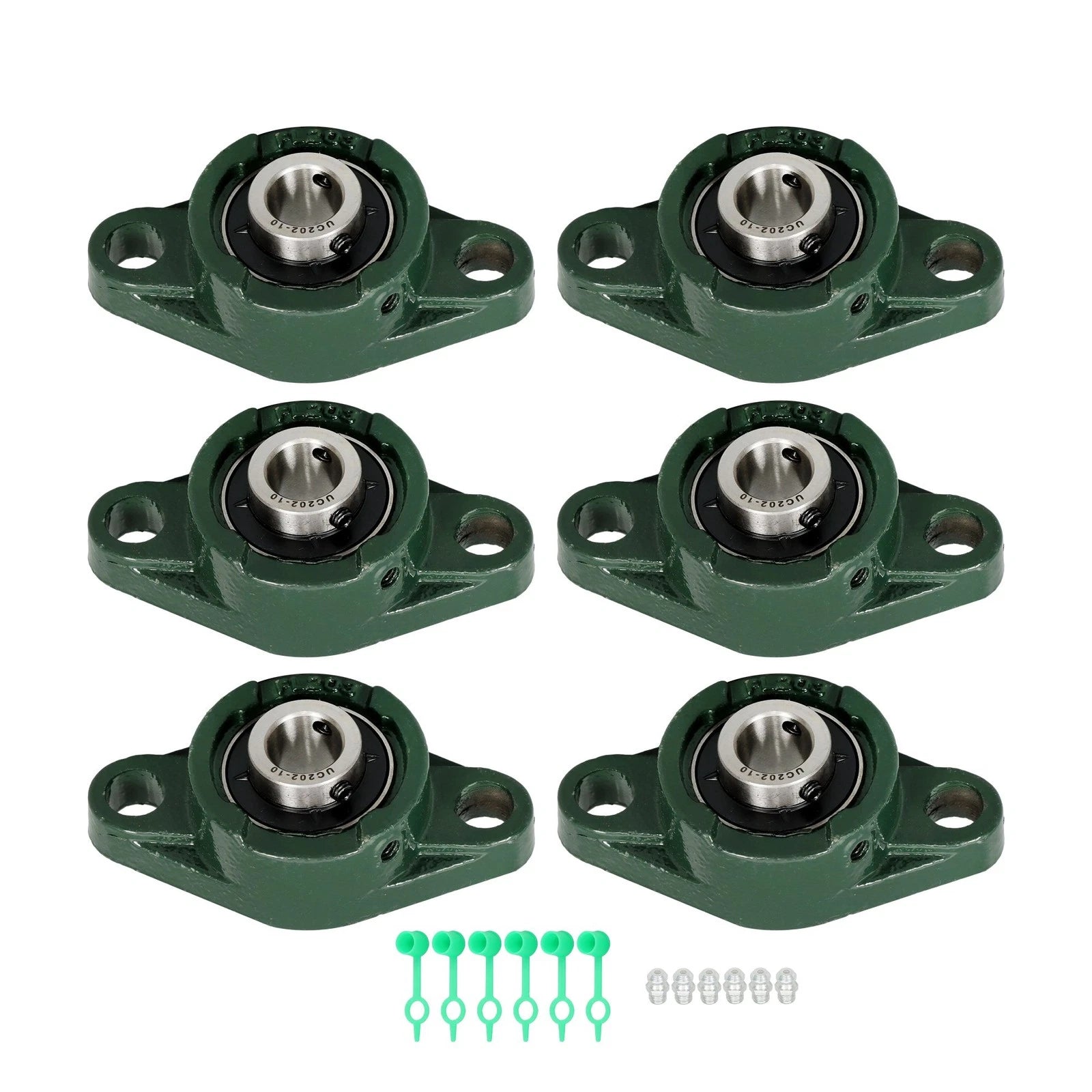 Set of 6 Solid Base Pillow Block Flange Bearings 5/8" Bore