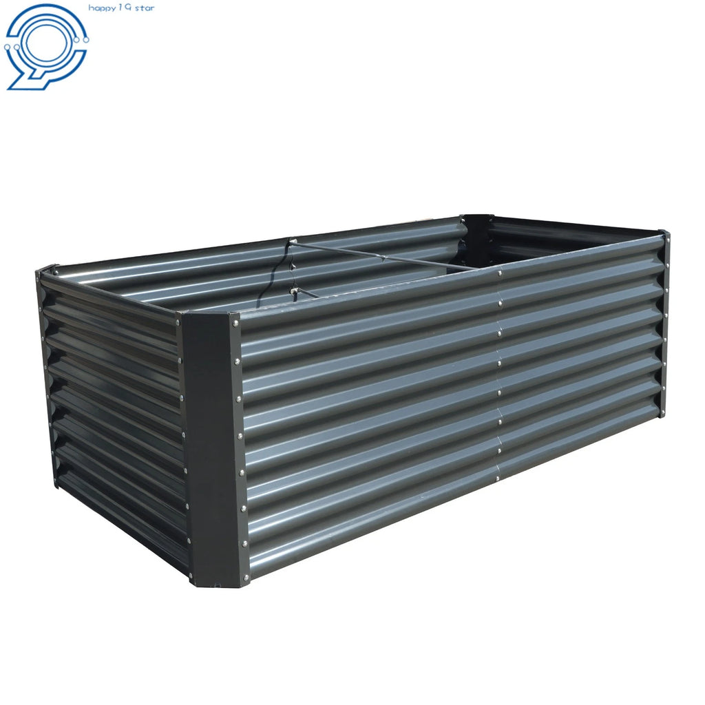 Set of 2 Galvanized Raised Garden Beds for Outdoor Planting