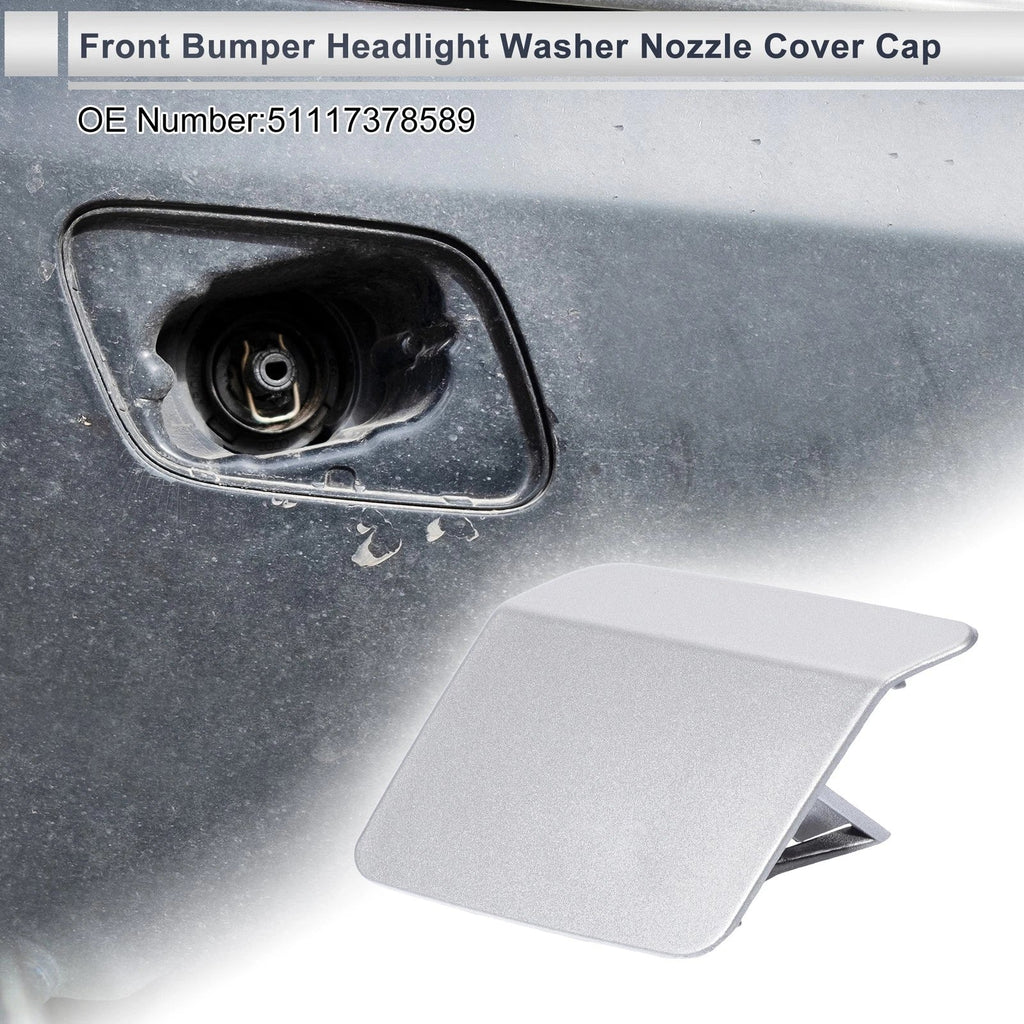 Front Left Side Bumper Headlight Washer Nozzle Cover Cap for BMW X5 Silver Tone