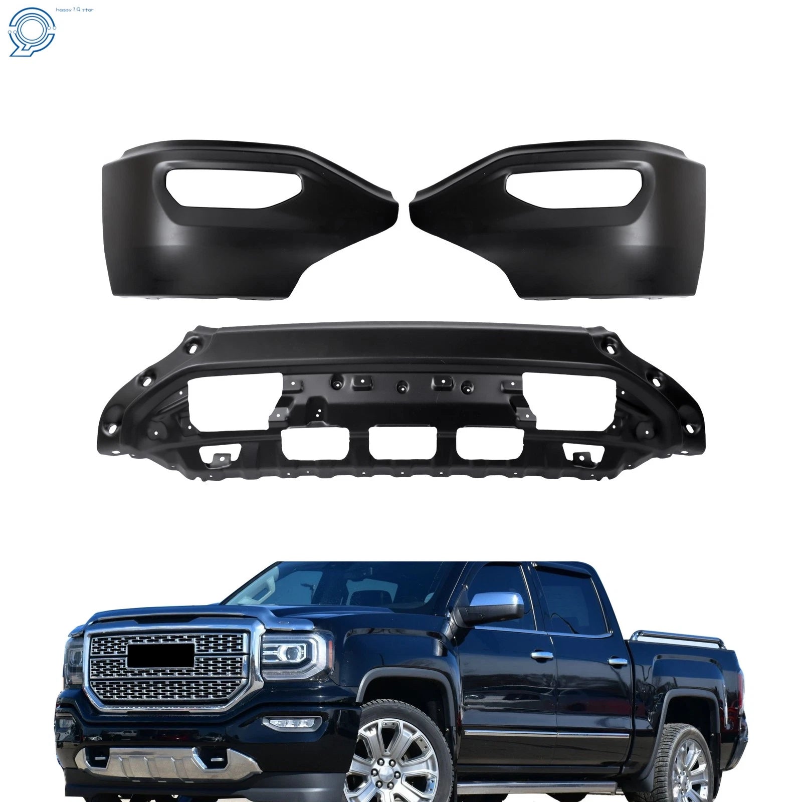 Front Bumper Face Bar for GMC Sierra 1500 (2016–2018) Split Steel