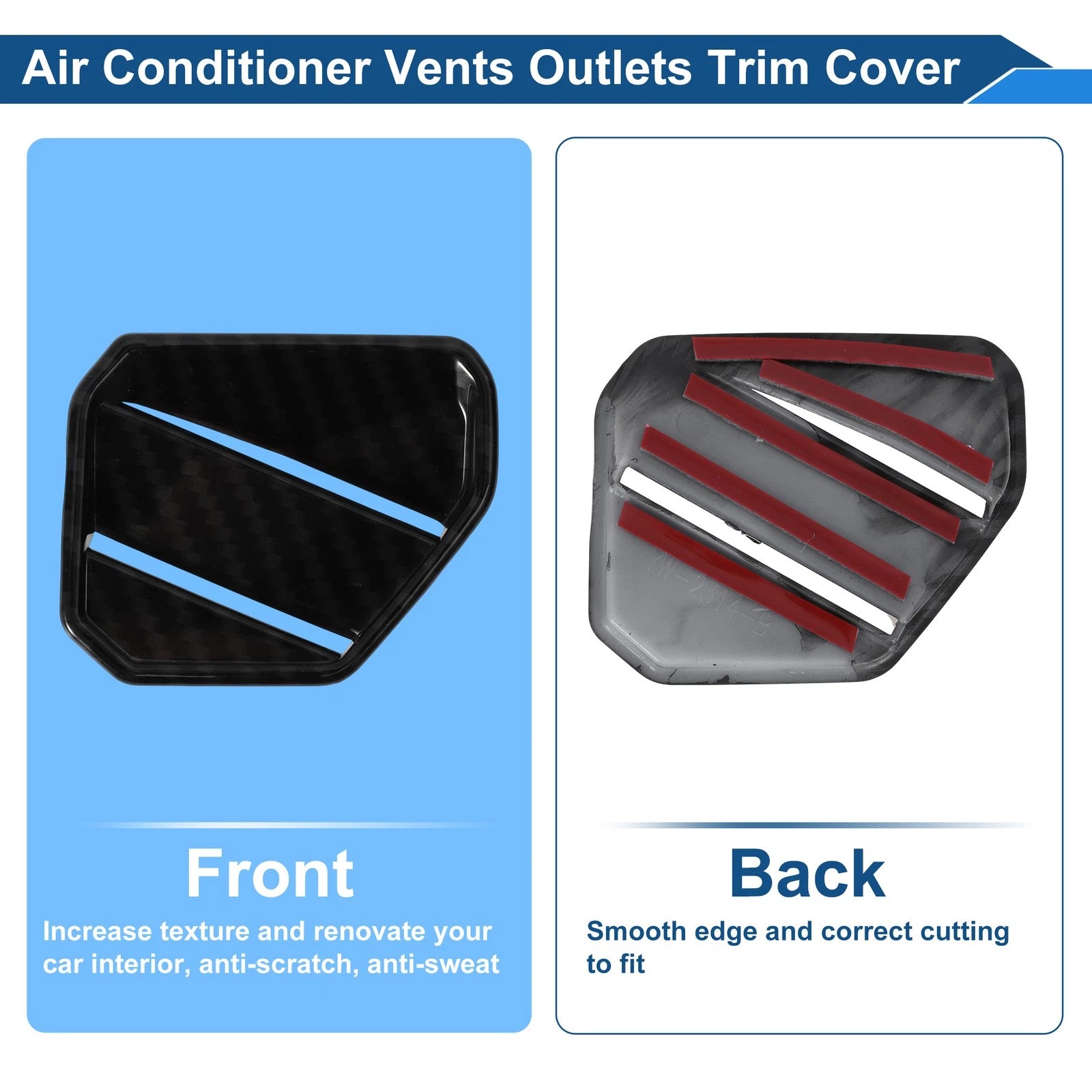 Air Condition Outlet Vent Trim Cover Frame for Toyota Tundra (2014–2021) Carbon Fiber Black