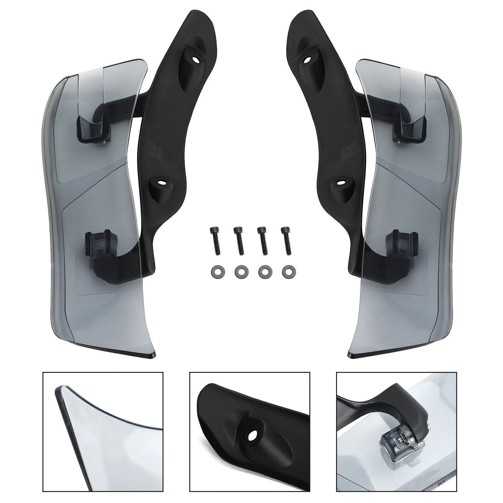 Adjustable Upper Fairing Side Wind Air Deflector for Road Glide (2015–2020) Smoke T9