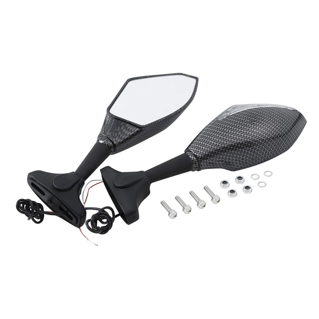 Carbon LED Turn Signal Mirrors for Kawasaki Ninja ZX14 ZZR1400 ZX-10R (2006–2011)