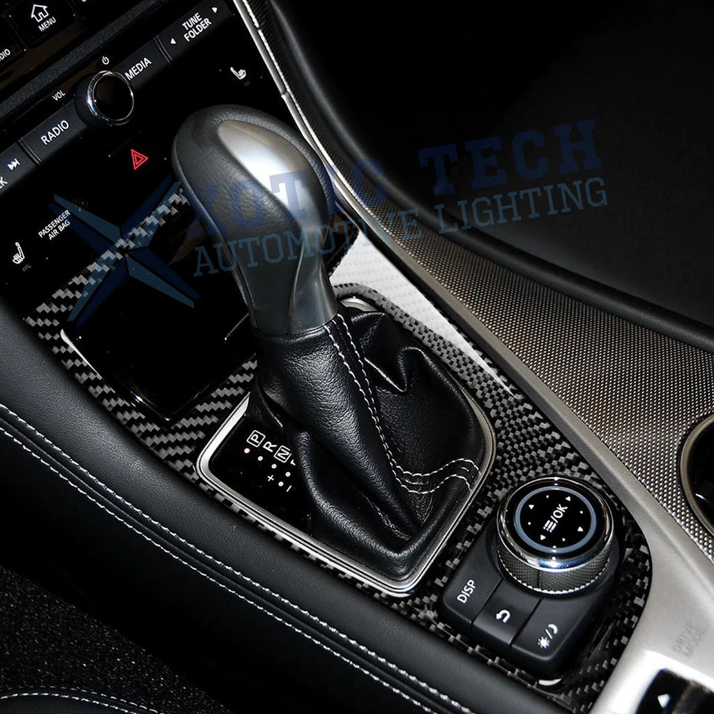 2PCS Real Carbon Fiber Gear Shift Panel Decals for Infiniti Q50 (2014-2024)