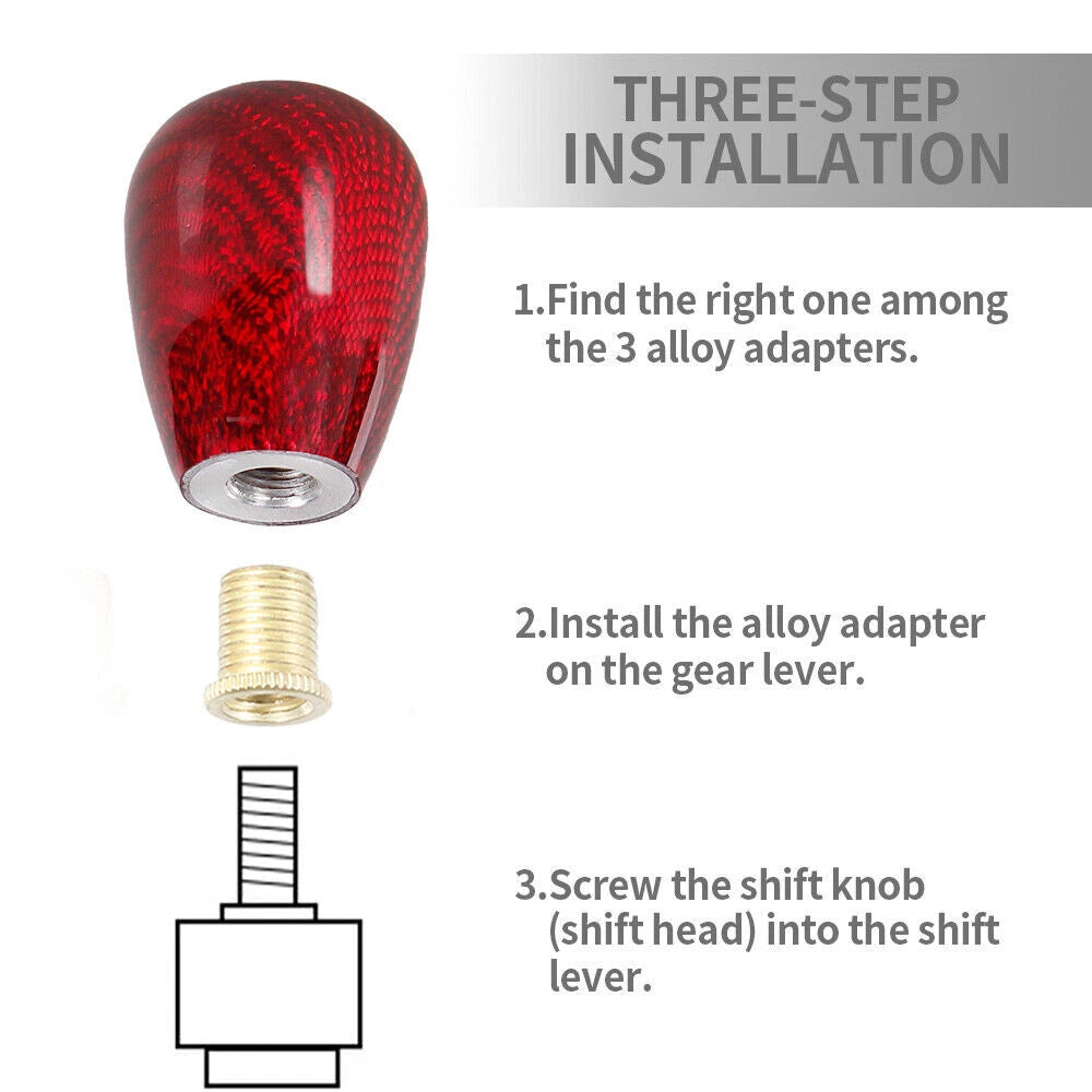 Universal Red Carbon Fiber Gear Shift Knob for Manual 5/6 Speed