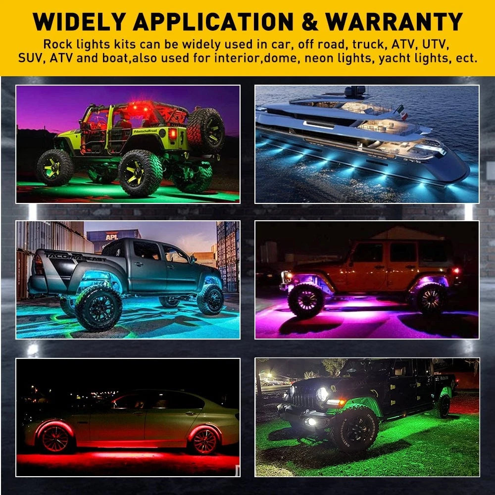 12x RGB LED Rock Lights for ATV (Offroad)