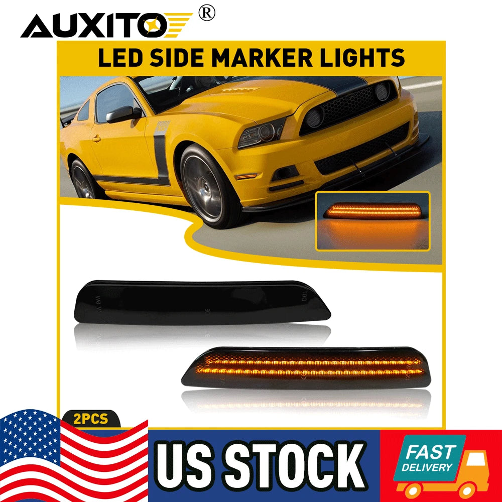 Smoked LED Front Bumper Side Marker Lights for Ford Mustang (2010–2014)